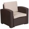 Merrick Lane Malmok Outdoor Furniture Resin Chair Faux Rattan Wicker Pattern Patio Chair With All-Weather Cushion